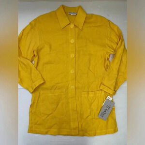 VTG Sharon Anthony Deadstock Yellow Windsor Linen Button Front Tunic Size 10